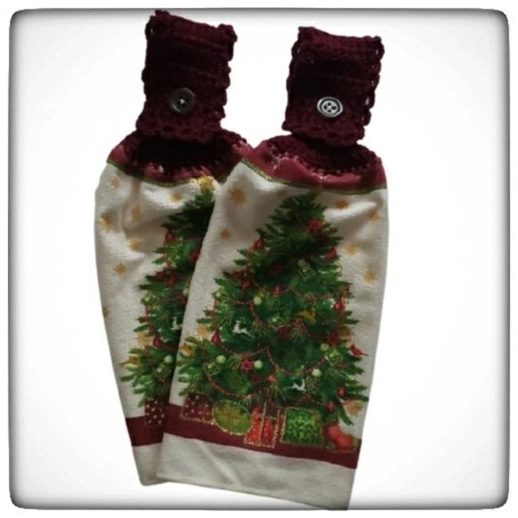 Handmade Crocheted Top Dish Towel Set of 2 - Picture 1 of 5